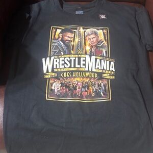 WWE WrestleMania Goes Hollywood Graphic Tee - Black with Gold Accents